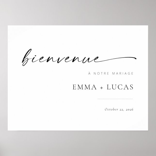 Affiche de bienvenue Mariage de script moderne chi (Devant)