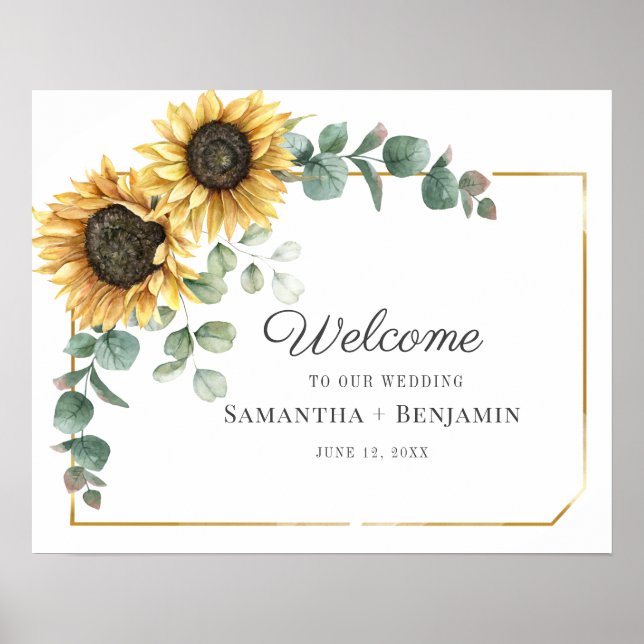 Affiche de bienvenue Mariage de script Sunflower E (Devant)