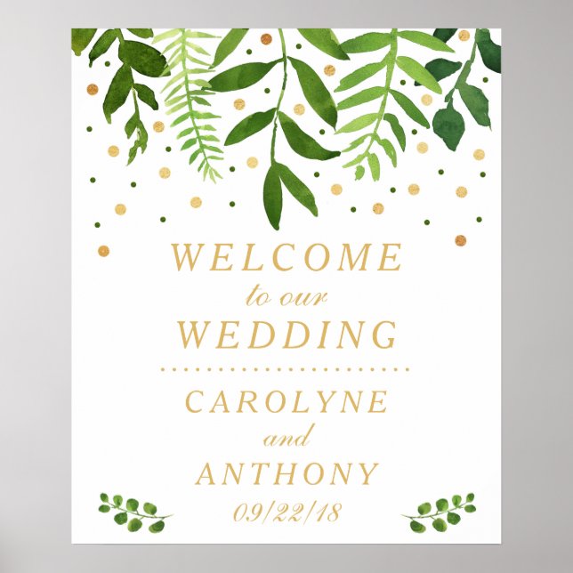 Affiche de bienvenue Mariage de verdure chic et d' (Devant)