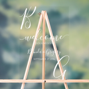 Affiche de bienvenue Mariage des initiales blanche