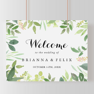 Affiche de bienvenue Mariage du feuillage végétal