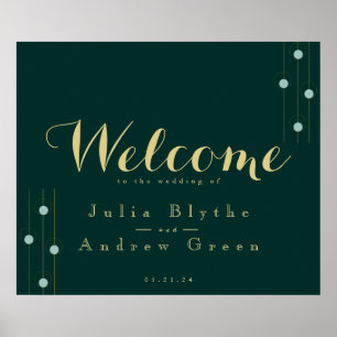Affiche de bienvenue Mariage Emerald and Gold Art 