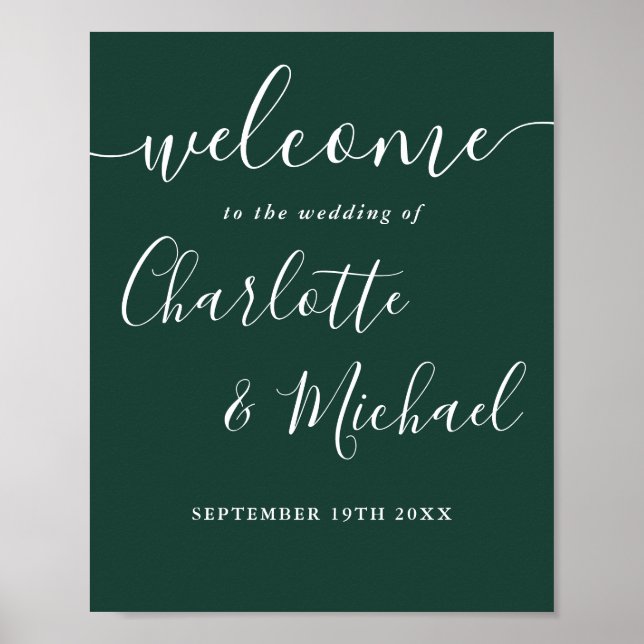 Affiche de bienvenue Mariage Emerald Green Chic Sc (Devant)