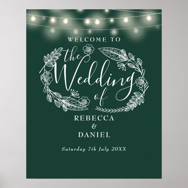 Affiche de bienvenue Mariage Emerald Green String  (Devant)