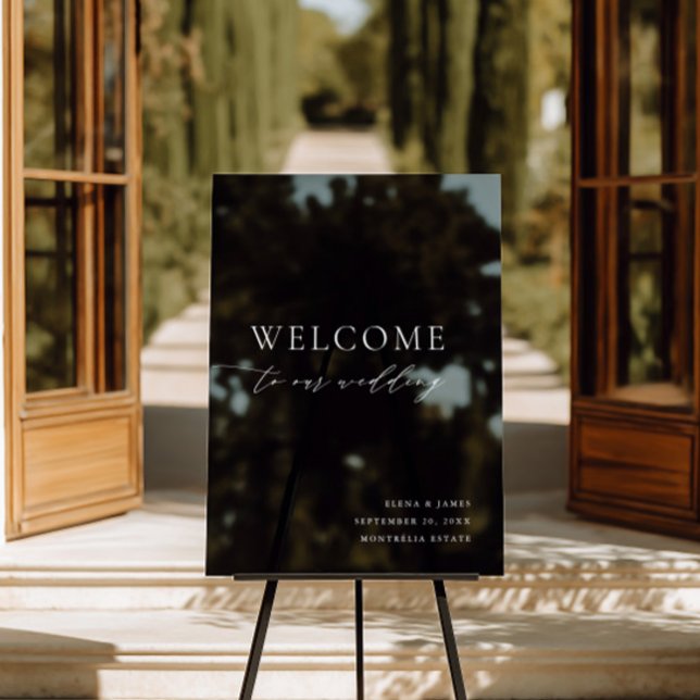 Affiche de bienvenue Mariage en acrylique noir et  (Acrylic Black & White Wedding Welcome Sign)