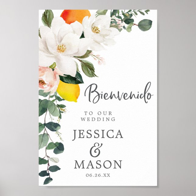 Affiche de bienvenue Mariage espagnole Magnolia Ci (Devant)