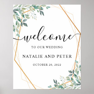 Affiche de bienvenue Mariage Eucalyptus Green Gold