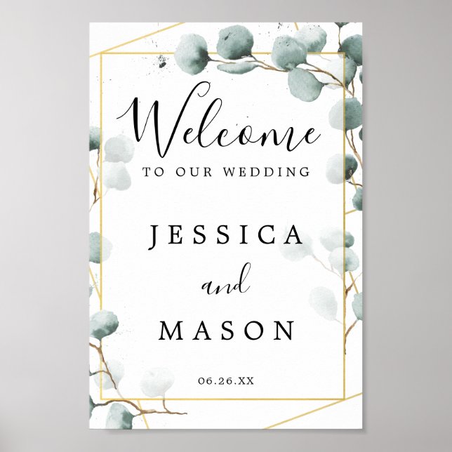 Affiche de bienvenue Mariage Eucalyptus Greenery (Devant)