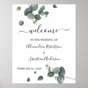 Affiche de bienvenue Mariage Eucalyptus Greenery