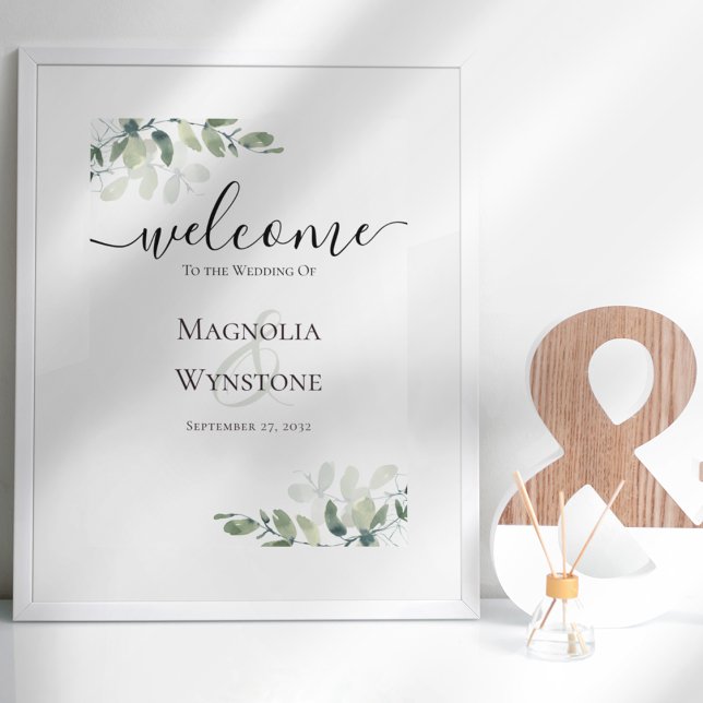 Affiche de bienvenue Mariage Eucalyptus Greenery (Créateur téléchargé)