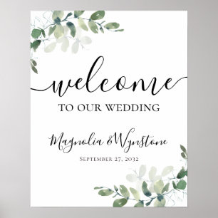 Affiche de bienvenue Mariage Eucalyptus Greenery