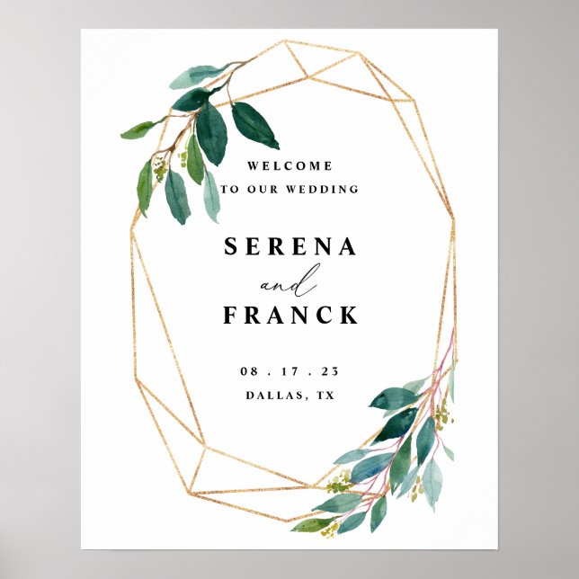 Affiche de bienvenue Mariage Eucalyptus verte, Mar (Devant)