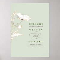 Affiche de bienvenue Mariage Fleur sauvage à main