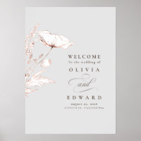 Affiche de bienvenue Mariage Fleur sauvage à main