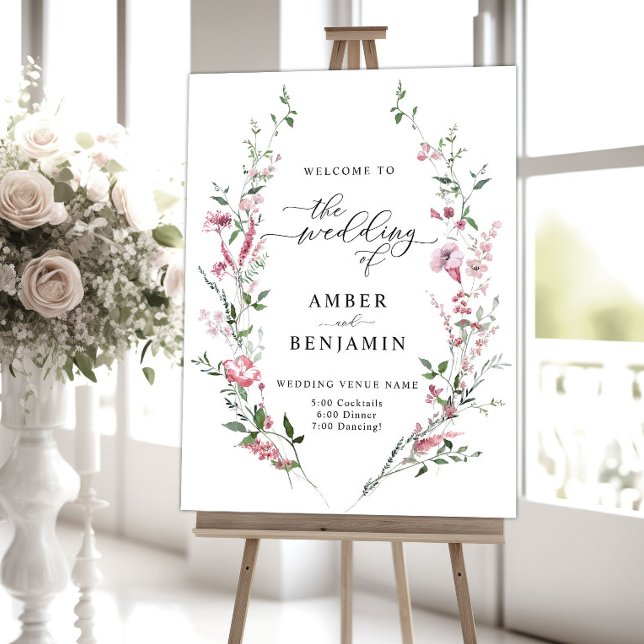 Affiche de bienvenue Mariage Fleur sauvage  Dusty  (Créateur téléchargé)