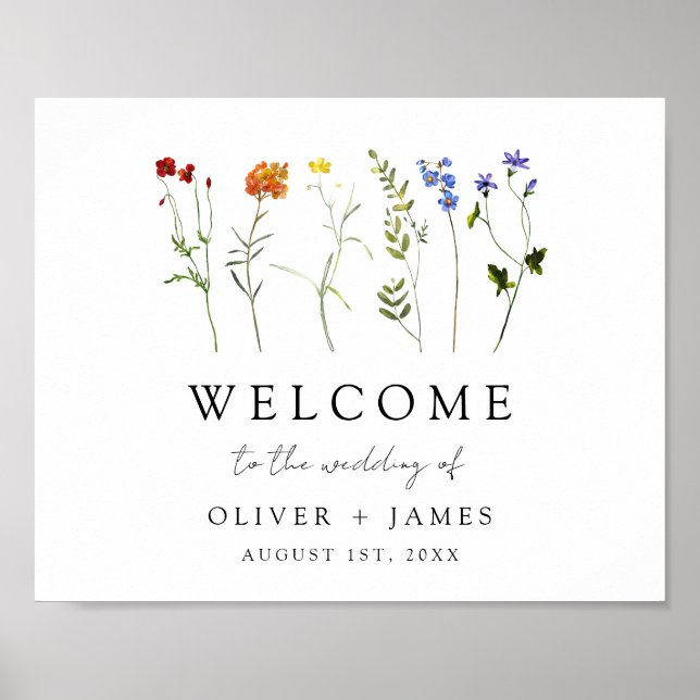 Affiche de bienvenue Mariage fleur sauvage LGBTQ G (Devant)