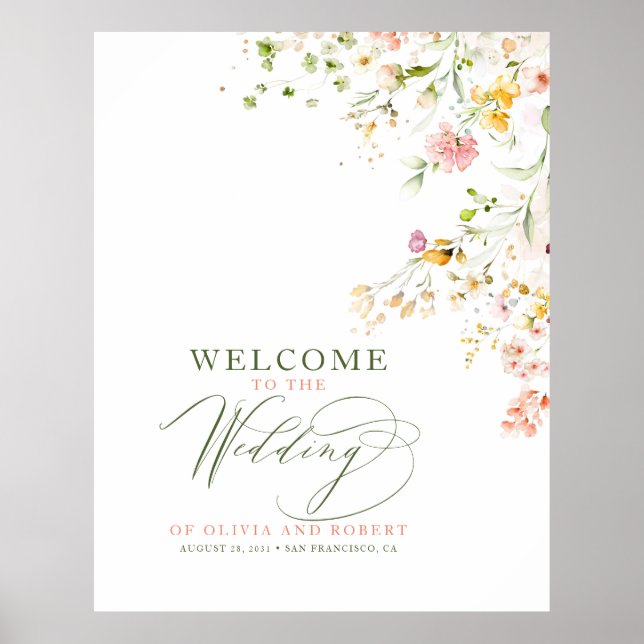 Affiche de bienvenue mariage Fleurs sauvages d'été (Devant)