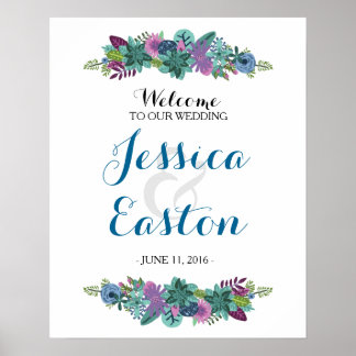 Affiche de bienvenue Mariage floral 16x20