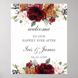 Affiche de bienvenue Mariage florale de Bourgogne 