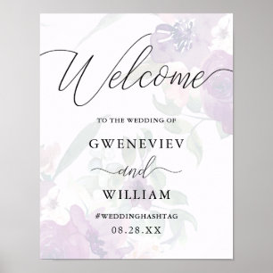 Affiche de bienvenue Mariage florale et calligraph