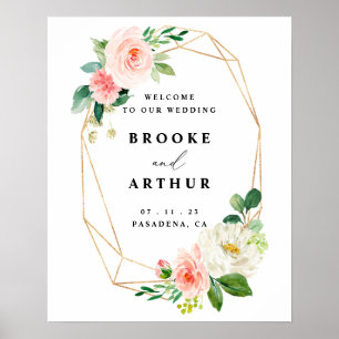 Affiche de bienvenue Mariage flush et or