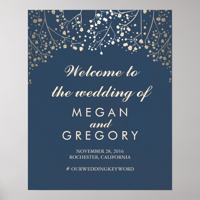 Affiche de bienvenue Mariage Gold Baby's Breath Na (Devant)