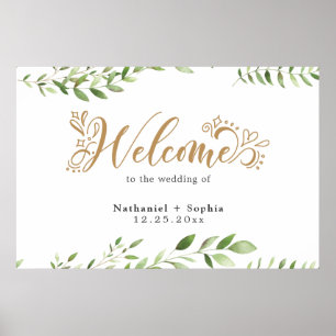 Affiche de bienvenue Mariage Gold Greenery