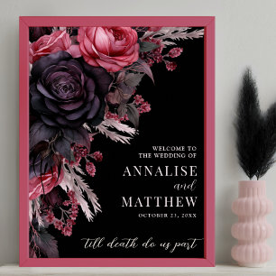 Affiche de bienvenue Mariage gothique noir