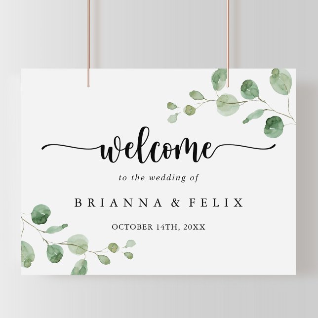 Affiche de bienvenue Mariage Green Delight Eucalyp (Créateur téléchargé)