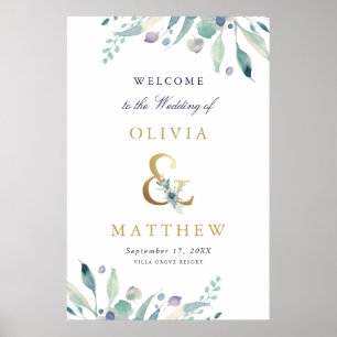 Affiche de bienvenue Mariage Luxe Floral Ampersand