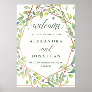 Affiche de bienvenue Mariage moderne en cuivre bot