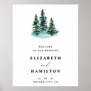 Affiche de bienvenue Mariage Mountain Woodland, Bi