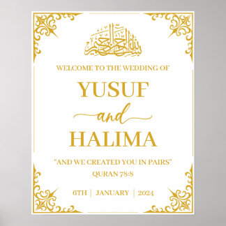 Affiche de bienvenue Mariage musulmane