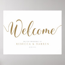 Affiche de bienvenue Mariage or personnalisée