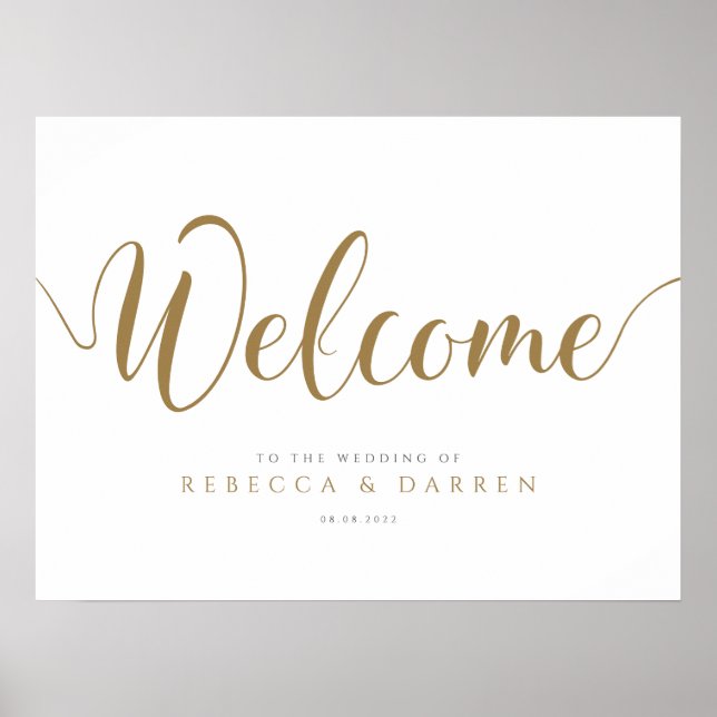 Affiche de bienvenue Mariage or personnalisée (Devant)