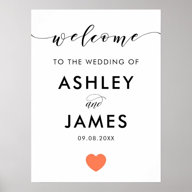 Affiche de bienvenue mariage, Panneau de voeux, Co (Devant)