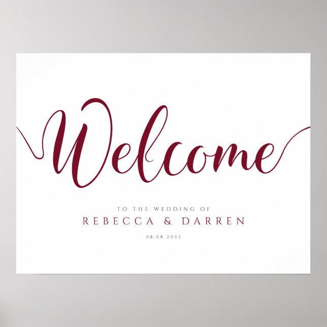 Affiche de bienvenue Mariage personnalisée Bourgog (Devant)