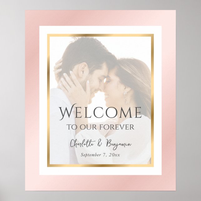 Affiche de bienvenue Mariage photo moderne Blush P (Devant)