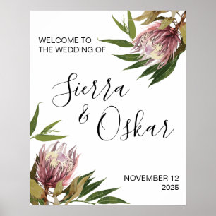 Affiche de bienvenue Mariage Protea Greenery