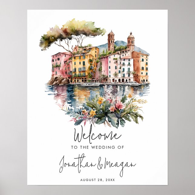 affiche de bienvenue mariage Riviera italienne (Devant)
