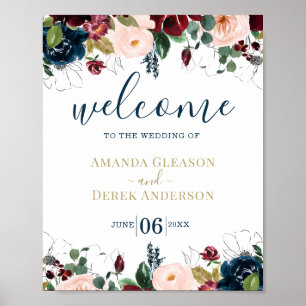 Affiche de bienvenue Mariage romantique