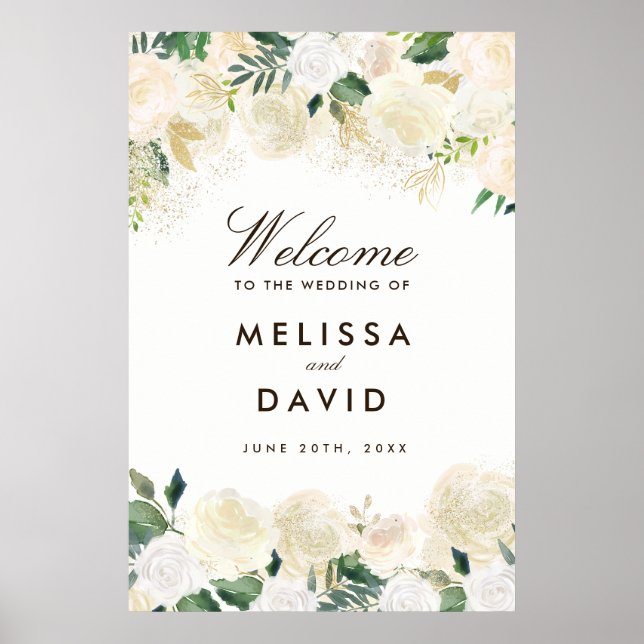 Affiche de bienvenue Mariage romantique en bois (2 (Devant)