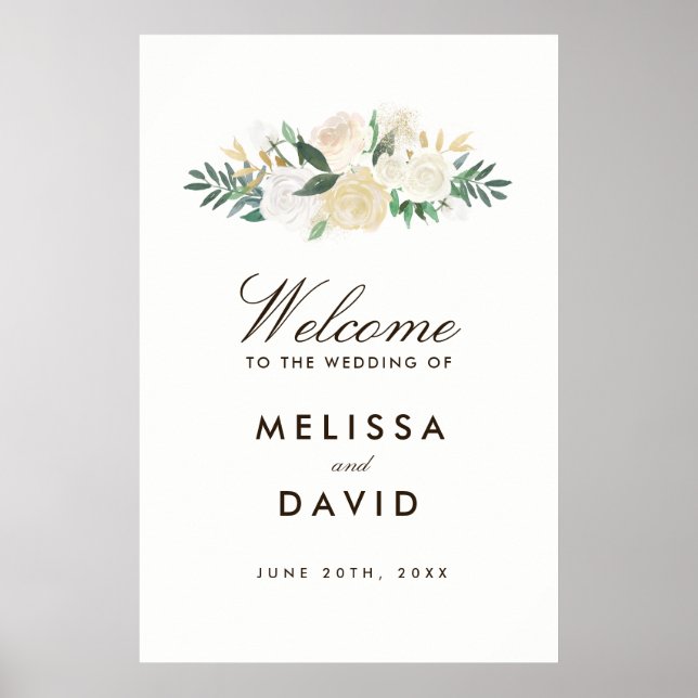 Affiche de bienvenue Mariage romantique en bois (2 (Devant)