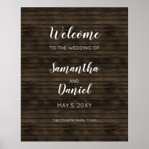 Affiche de bienvenue Mariage Rustic Barn Wood