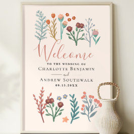 Affiche de bienvenue Mariage Rustic Boho Fleur sau