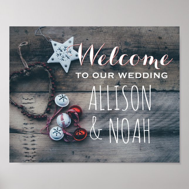 Affiche de bienvenue Mariage Rustic Winter Holiday (Devant)
