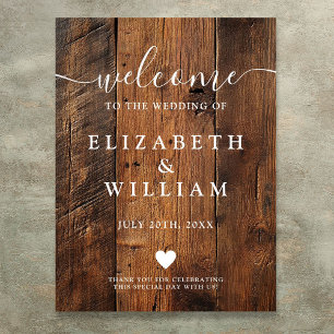 Affiche de bienvenue Mariage Rustic Wood Grange