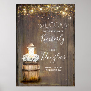 Affiche de bienvenue Mariage rustique de la lanter