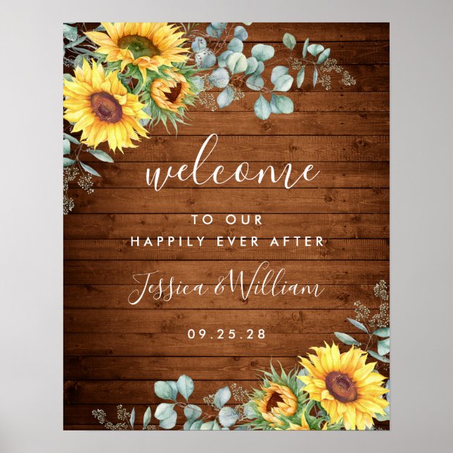 Affiche de bienvenue Mariage rustique des tourneso (Devant)