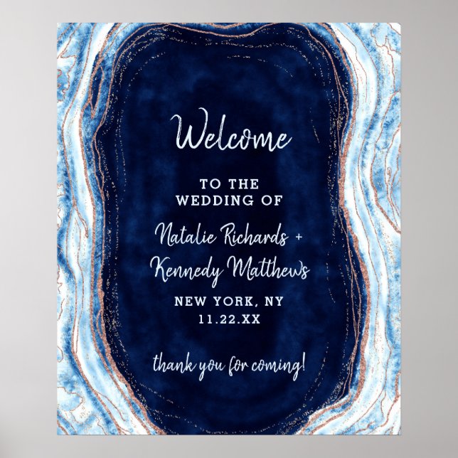 Affiche de bienvenue Mariage Sapphire Blue Rose Go (Devant)